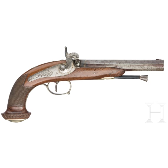 A pair of percussion pistols, Li&eacute;ge, circa 1860