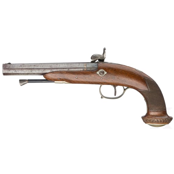 A pair of percussion pistols, Li&eacute;ge, circa 1860