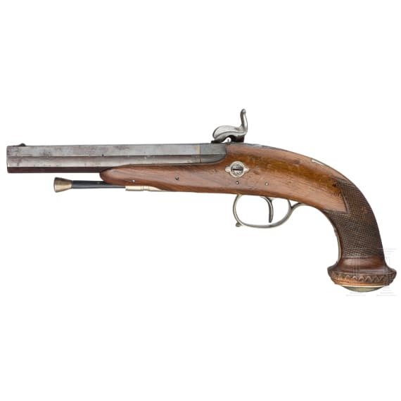 A pair of percussion pistols, Li&eacute;ge, circa 1860