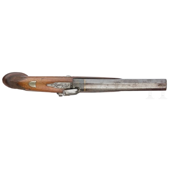 A pair of percussion pistols, Li&eacute;ge, circa 1860