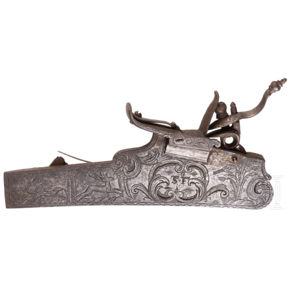 A flintlock for a Tirolean target rifle, mid-18th century