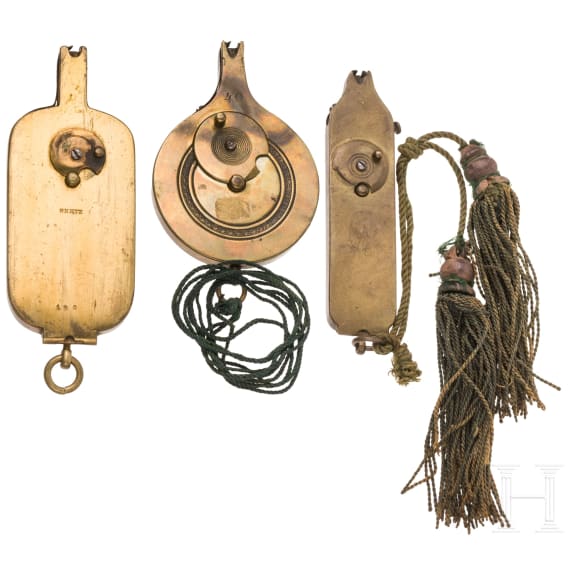 Three European percussion cap dispensers, 19th century