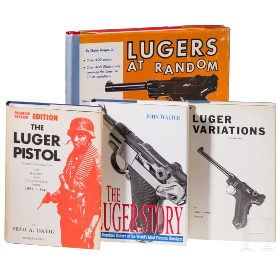 Vier englischsprachige B&uuml;cher &uuml;ber Luger-Pistolen