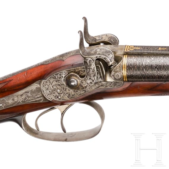 An Austrian side-by-side percussion shotgun by Mathias Nowotny in Vienna, circa 1840
