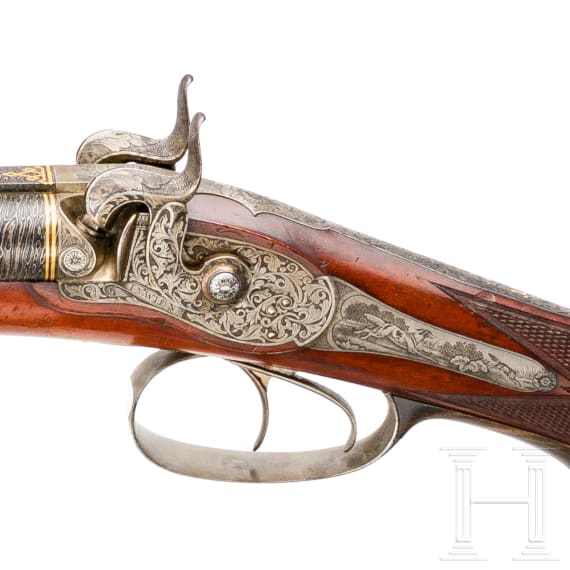 An Austrian side-by-side percussion shotgun by Mathias Nowotny in Vienna, circa 1840