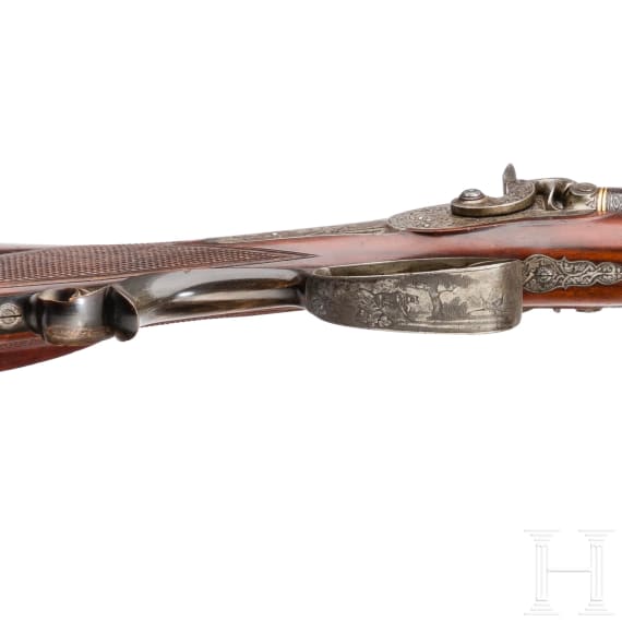 An Austrian side-by-side percussion shotgun by Mathias Nowotny in Vienna, circa 1840