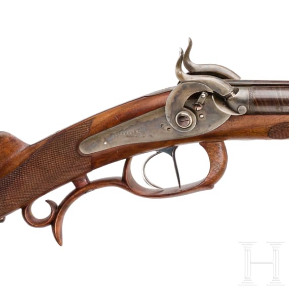 A German side-by-side percussion shotgun by I. M. Probst in Darmstadt, circa 1850