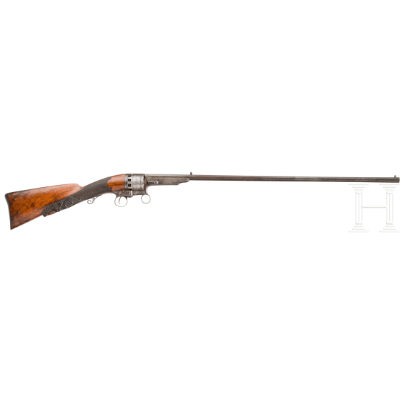 A percussion revolver rifle by Lamarche, Li&egrave;ge, ca. 1860