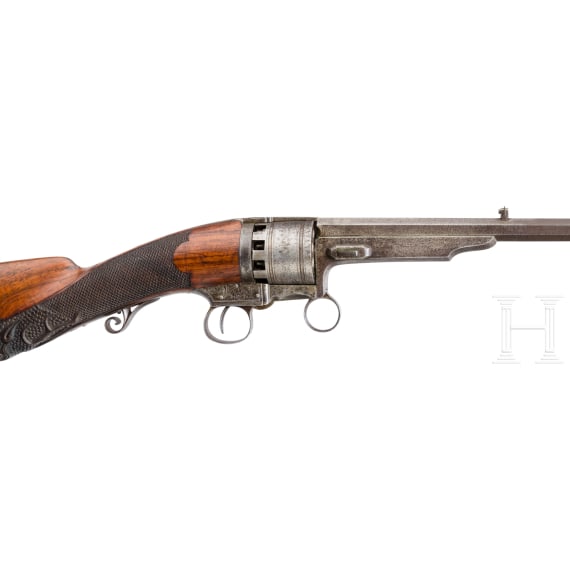 A percussion revolver rifle by Lamarche, Li&egrave;ge, ca. 1860