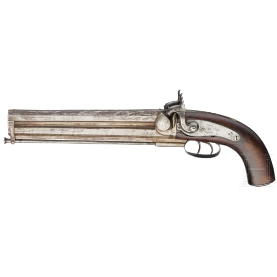 An over-and-under percussion pistol, ca. 1850