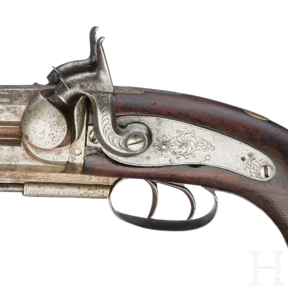 An over-and-under percussion pistol, ca. 1850