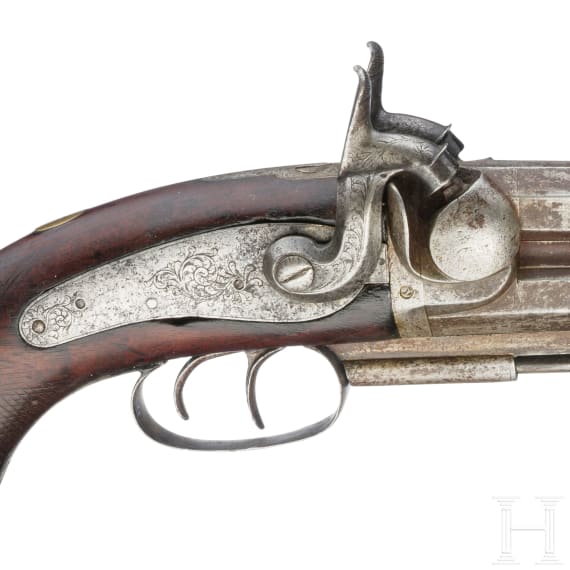An over-and-under percussion pistol, ca. 1850