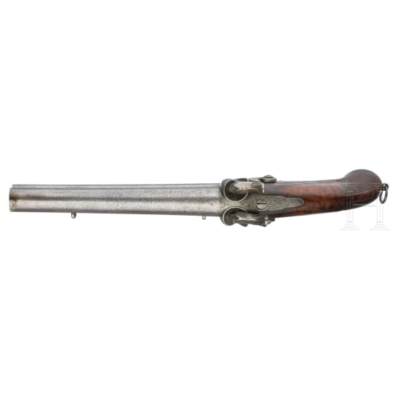 A double-barrelled percussion howdah pistol, Li&egrave;ge, ca. 1850