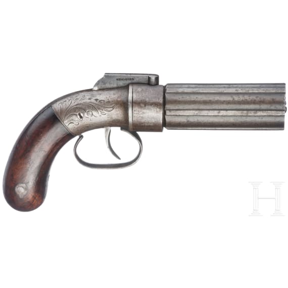 Pepperbox Perkussions-Revolver, Manston, um 1850