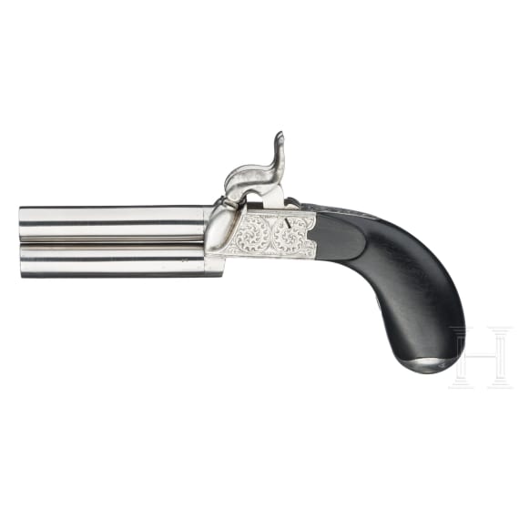Two over/under percussion pistols, Belgium, ca. 1860