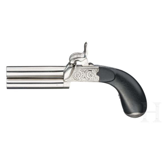 Two over/under percussion pistols, Belgium, ca. 1860