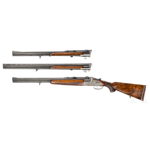 Bockb&uuml;chsflinte Anton Sodia, Ferlach, mit ZF Zeiss; WL Bockdoppelb&uuml;chse mit ZF Hensoldt; WL Bockdoppelflinte, im Koffer