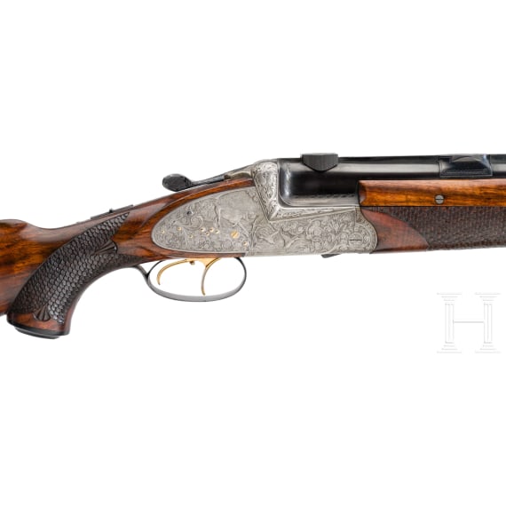 Bockb&uuml;chsflinte Anton Sodia, Ferlach, mit ZF Zeiss; WL Bockdoppelb&uuml;chse mit ZF Hensoldt; WL Bockdoppelflinte, im Koffer