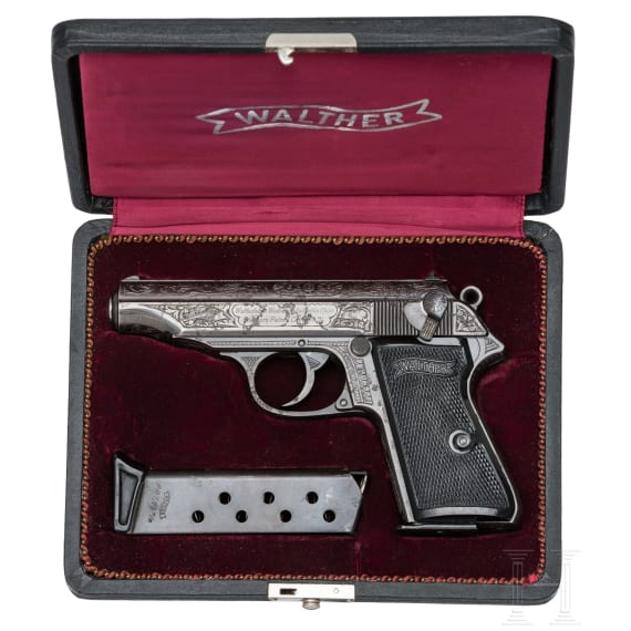 Walther (Zella-Mehlis) Mod. PP, graviert, in Kasette