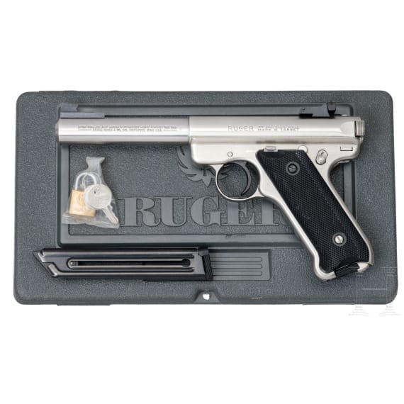 A Ruger Mark II Target, Stainless, in case