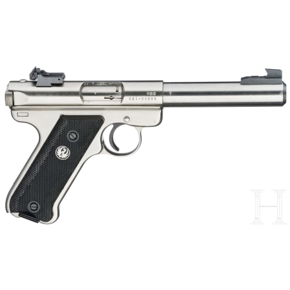 A Ruger Mark II Target, Stainless, in case