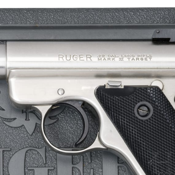 A Ruger Mark II Target, Stainless, in case
