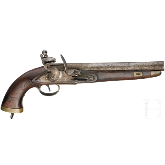 A sea service flintlock pistol, Li&egrave;ge, circa 1800