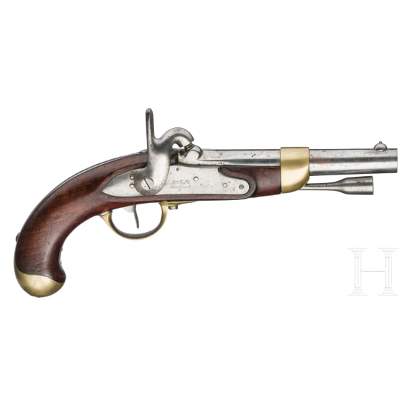 A cavalry percussion pistol M 1822 T bis Neuf, Ch&acirc;tellerault, 1854