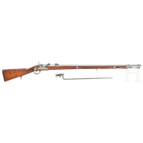 An Infantry rifle Fr&uuml;hwirth Mod. 1854/67, W&auml;nzel system, with bayonet