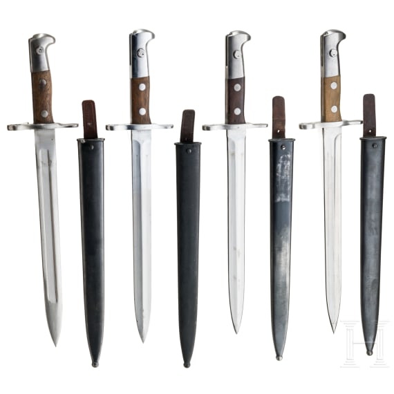 Four Swiss bayonets