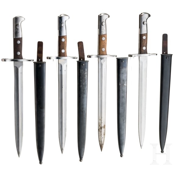 Four Swiss bayonets K 31