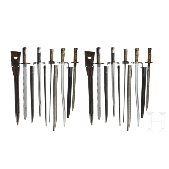 Twelve bayonets, 19th/20th century - GB, FR, GER etc.