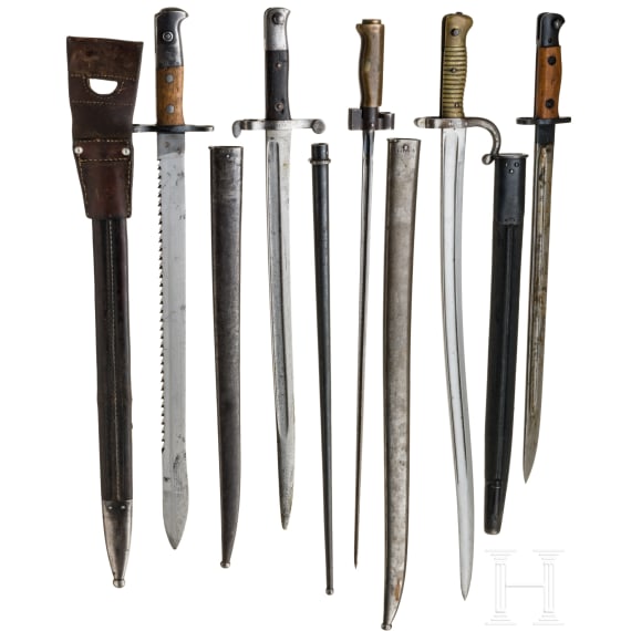 Twelve bayonets, 19th/20th century - GB, FR, GER etc.