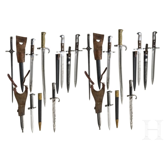 Twelve bayonets, 19th/20th century - GB, FR, GER etc.