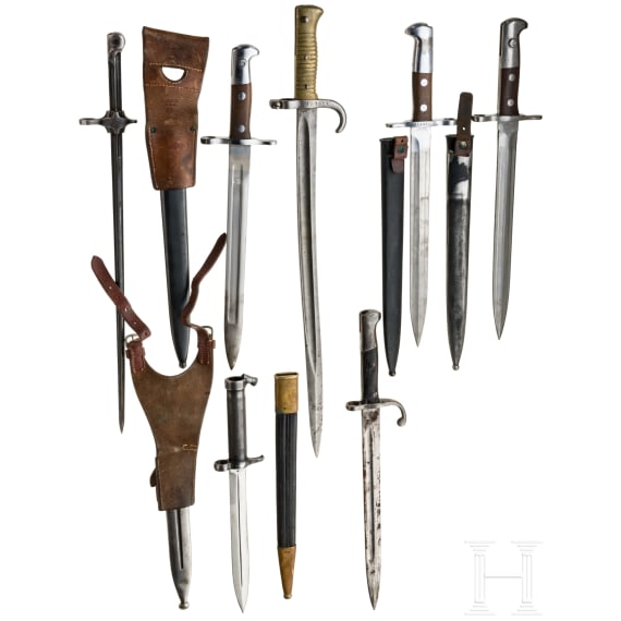 Twelve bayonets, 19th/20th century - GB, FR, GER etc.