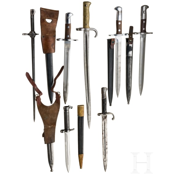 Twelve bayonets, 19th/20th century - GB, FR, GER etc.