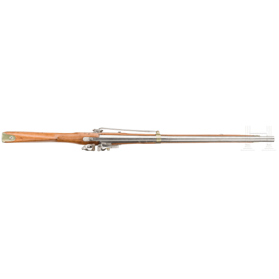 A flintlock cavalry carbine with hinged ramrod, circa 1800