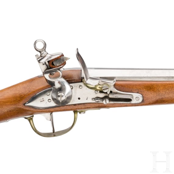 A flintlock cavalry carbine with hinged ramrod, circa 1800