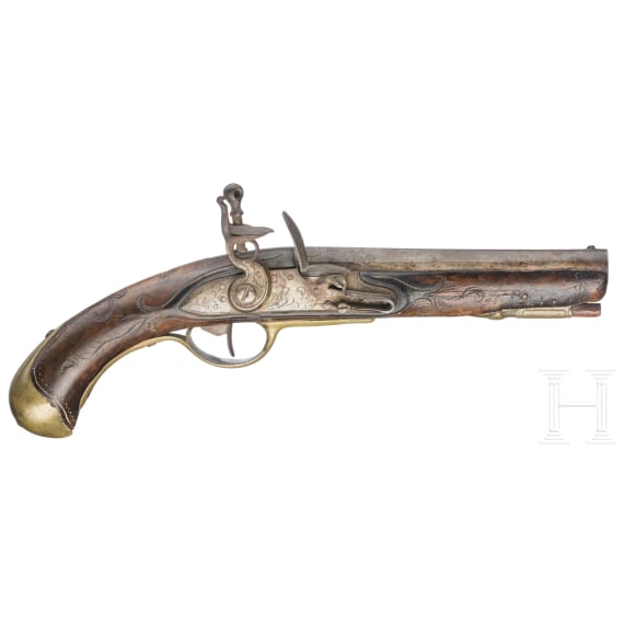 A pair of flintlock cavalryman's pistols with memorial inscription, dated 1817