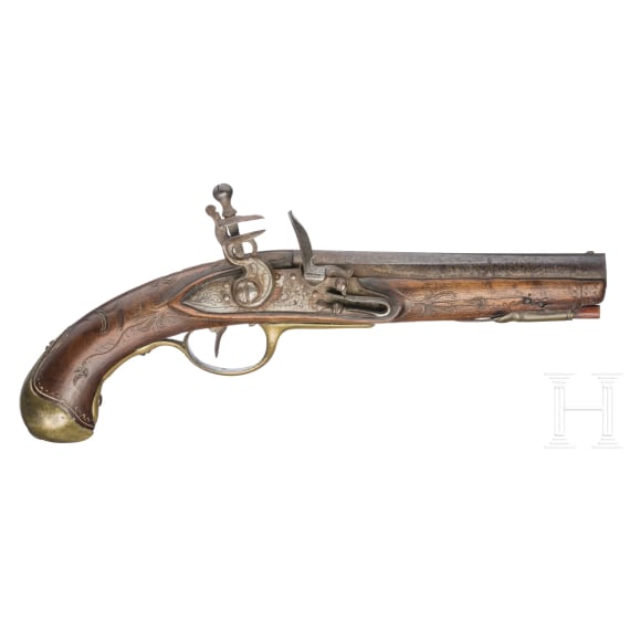 A pair of flintlock cavalryman's pistols with memorial inscription, dated 1817