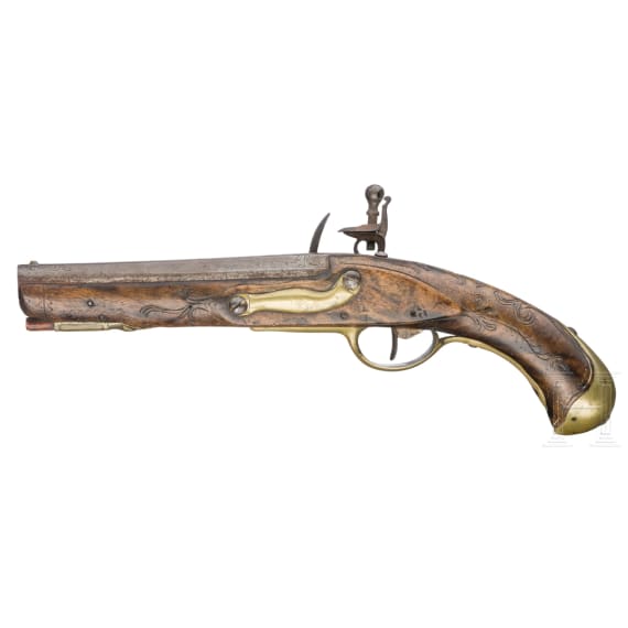 A pair of flintlock cavalryman's pistols with memorial inscription, dated 1817