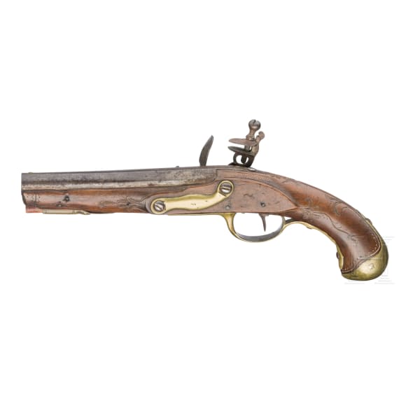 A pair of flintlock cavalryman's pistols with memorial inscription, dated 1817