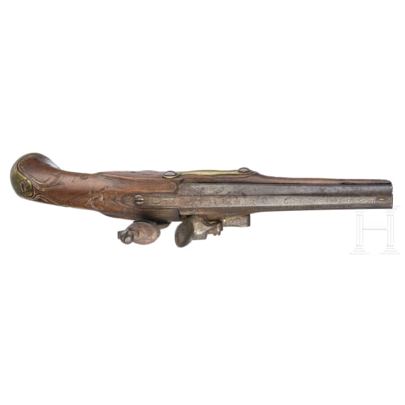 A pair of flintlock cavalryman's pistols with memorial inscription, dated 1817