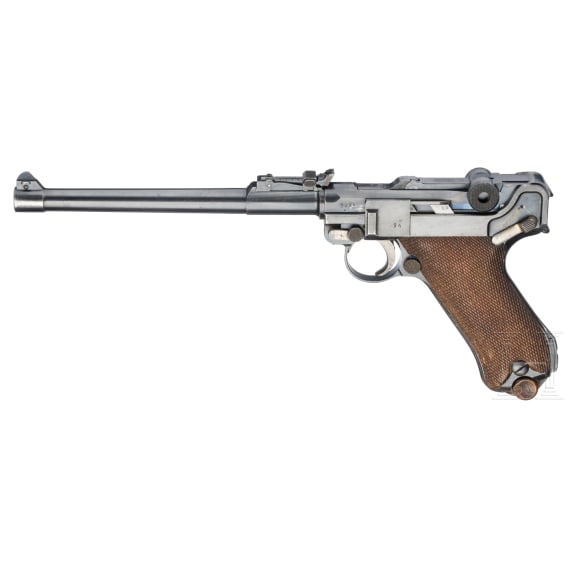 Lange Pistole 08, DWM, 1917, mit Tasche und Brett