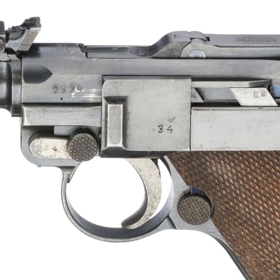 Lange Pistole 08, DWM, 1917, mit Tasche und Brett
