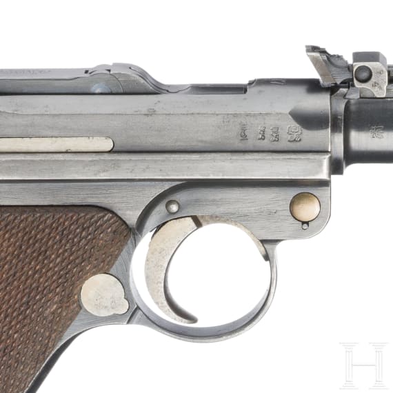 Lange Pistole 08, DWM, 1917, mit Tasche und Brett