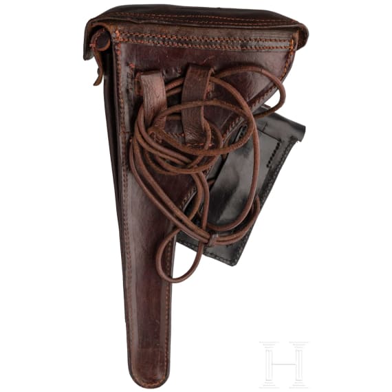 Lange Pistole 08, DWM 1917, mit Tasche und Brett