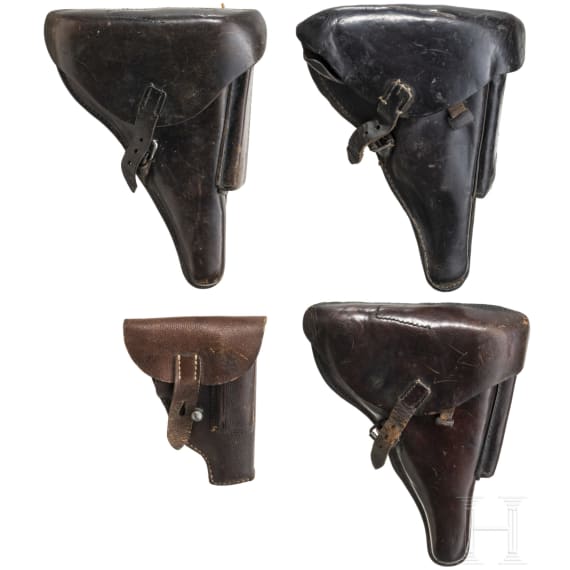 Four pistol holsters (3x Luger, 1x Mauser 1914)