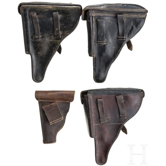 Four pistol holsters (3x Luger, 1x Mauser 1914)