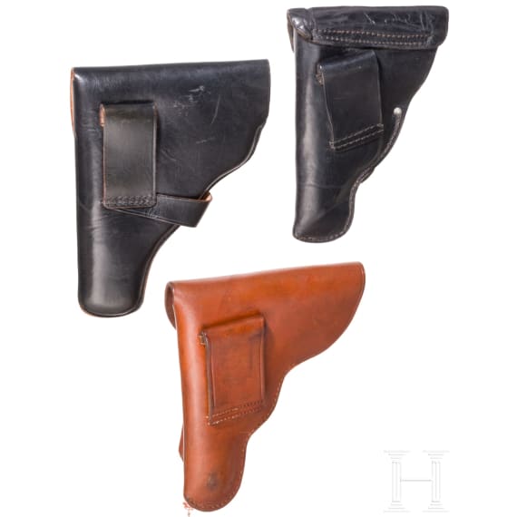 Three pistol holsters